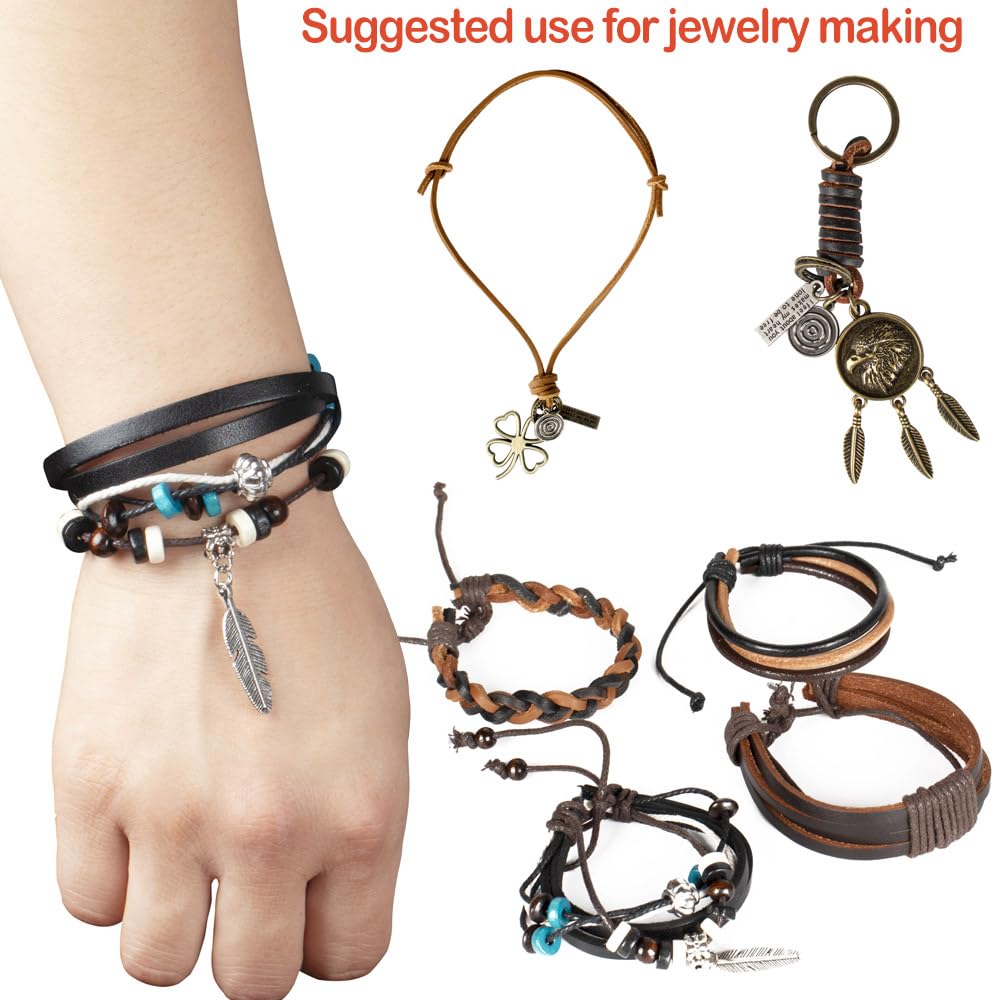 5 yards 3 mm Flat Genuine Leather Strip Cord Braiding String Dark Brown Espresso (5 Yards)