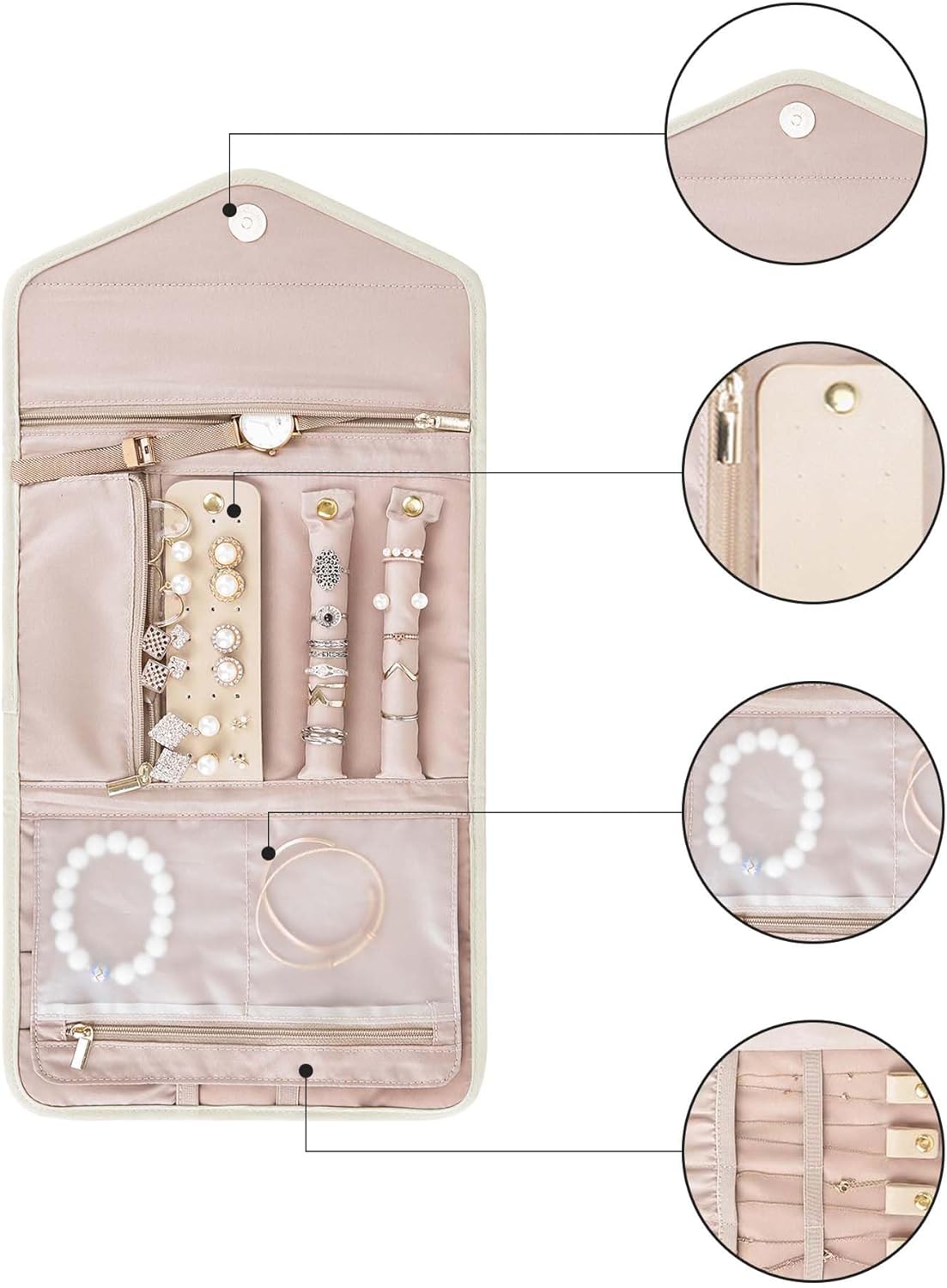 Foldable Travel Jewelry Organizer – Rings, Necklaces, Bracelets, Earrings