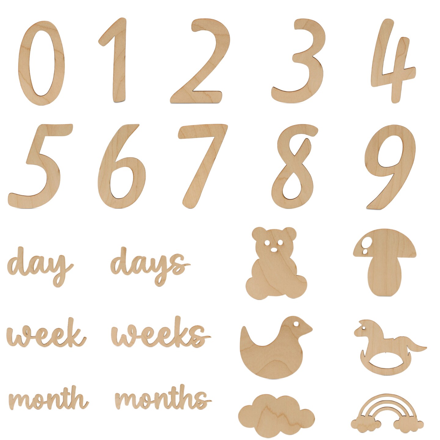 Baby Monthly Milestone Cards, Wooden Number Set of 22 Photo Props | Woodpeckers