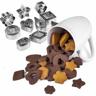Set 24 Formine Per Biscotti In Acciaio Inox - Forme Geometriche, Cuori, Stelle, Fiori, Per Biscotti, Fimo, Verdure, Pasqua