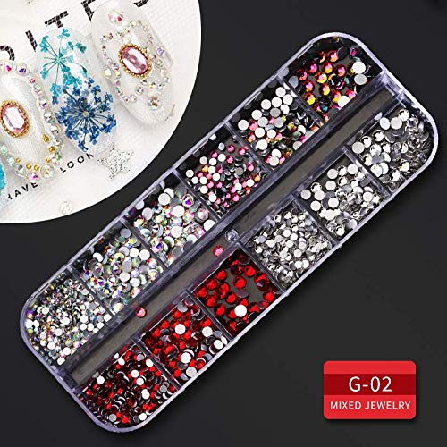 2880 Pieces 9 boxes Nail Rhinestones,Nail Gems Nail Diamonds,Nail Art Studs Nail Crystals Nail Sequins for Nails Kit with 1 Tweezers and 3 Pen for Nail Art Supplies Accessories&#x2026;&#x2026;&#x2026;