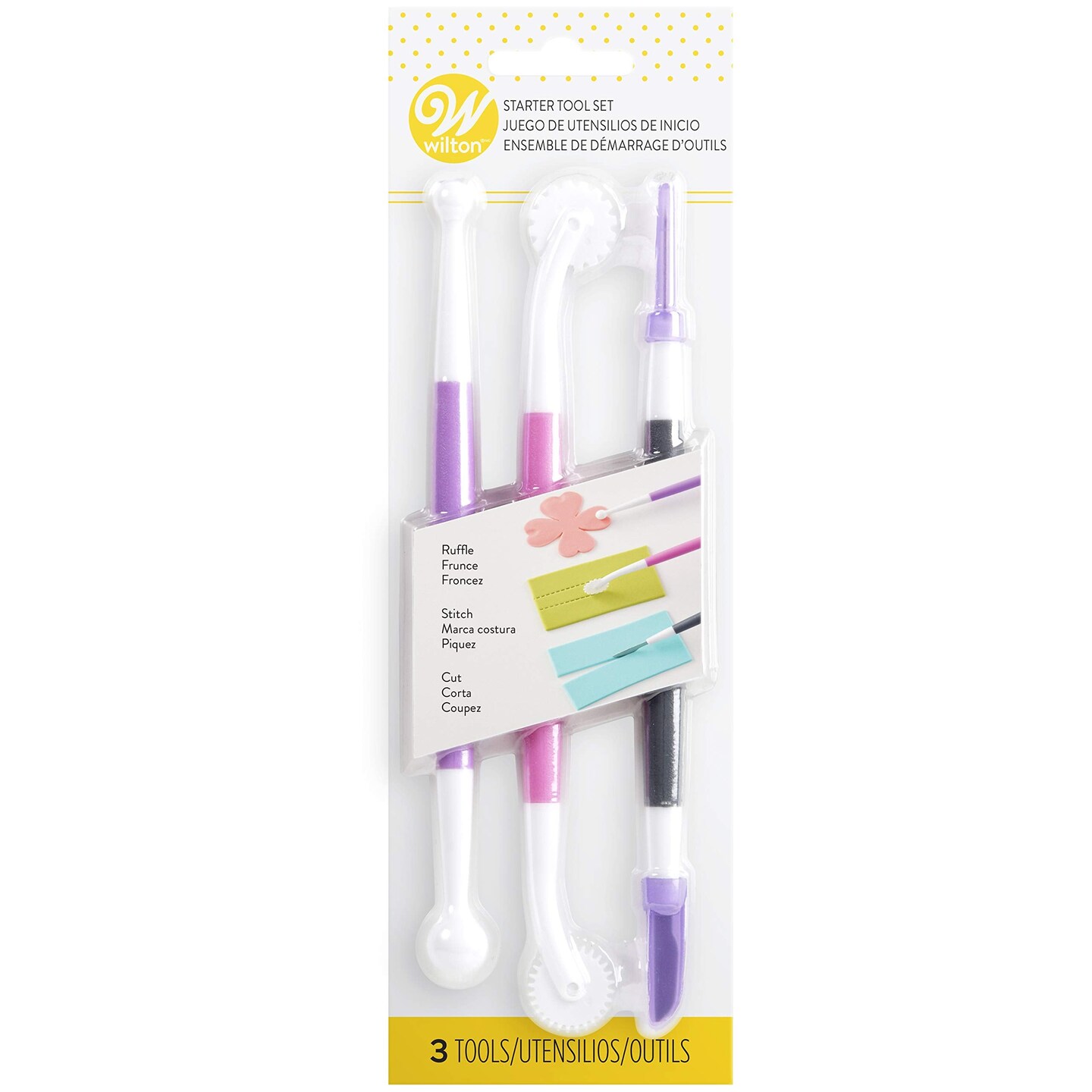 3 Pieces Fondant and Gum Paste Tool Set - It Includes a Standard Ball Tool, Quilting/Stitching Tool and Cutting Blade/Pick Tool