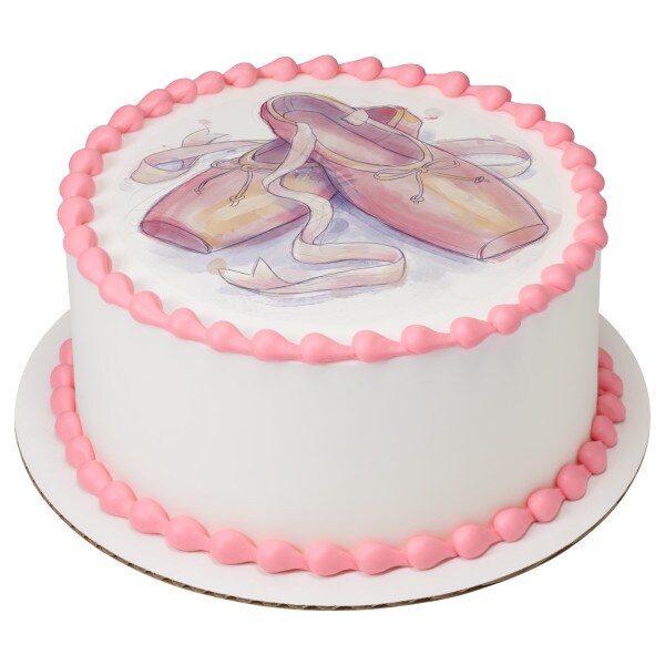 Ballerina Slippers Edible Cake Topper Image 7.5&#x22; Round