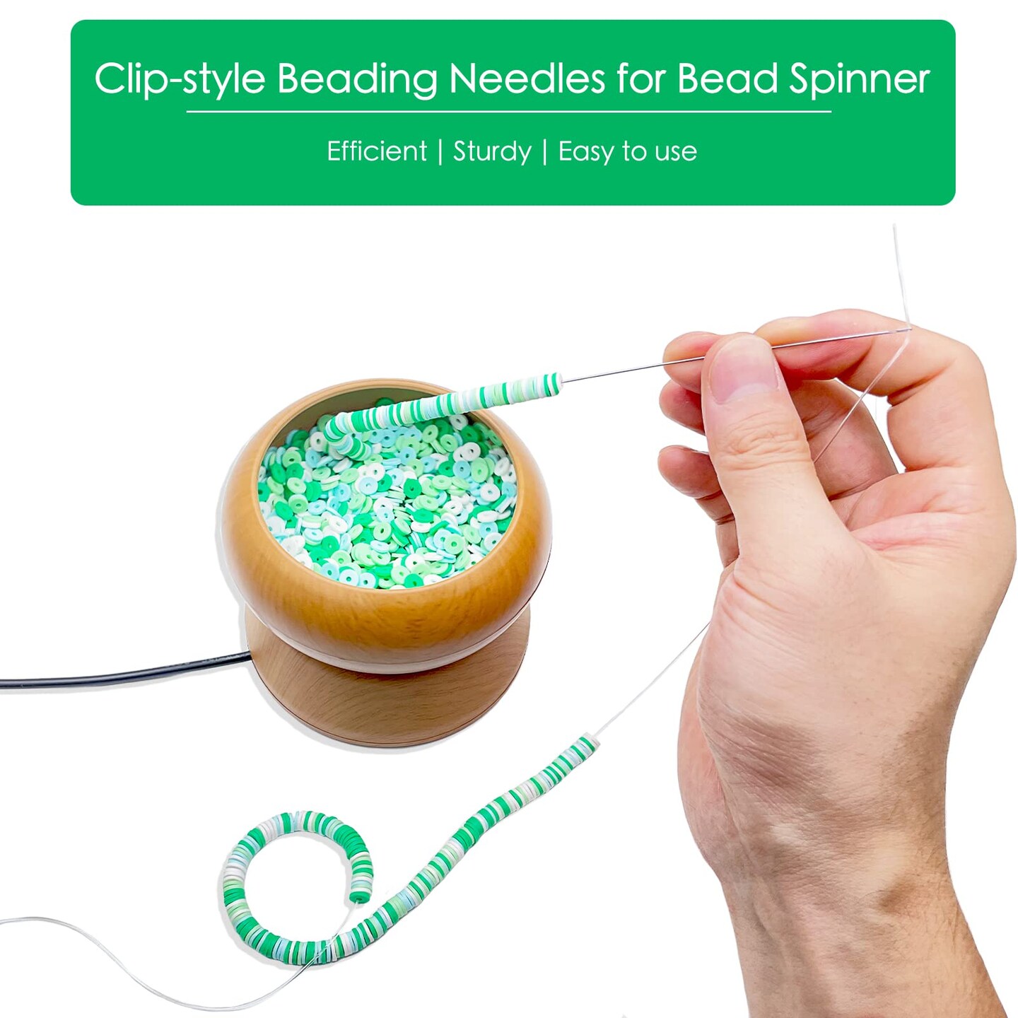 4 Pieces Beading Needles - 6.7 inches Clip-Style Beading Needles for Bead Spinner, 0.7mm Diameter, Efficient|Sturdy Beading Needles for Jewelry Making (4-Curved/0.7mm)