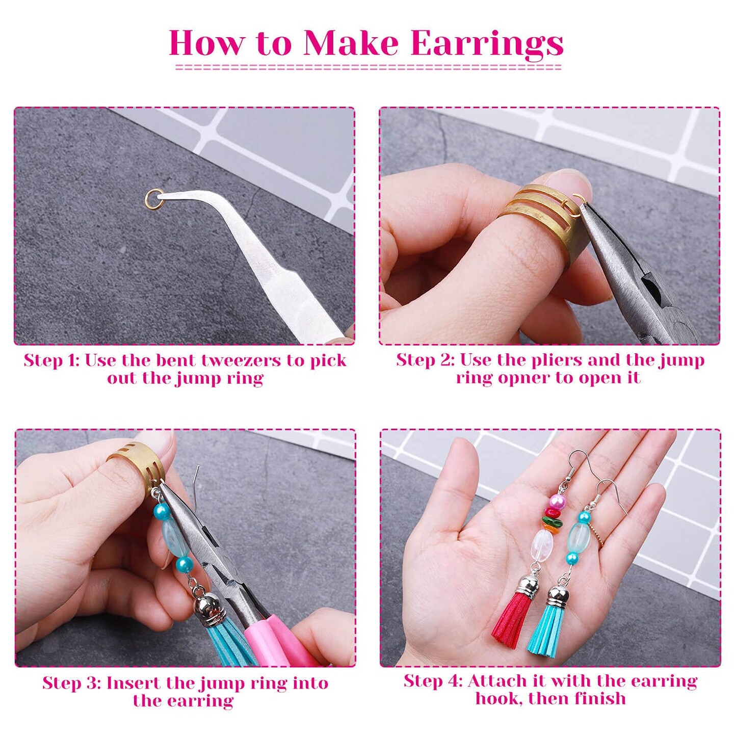 1400 Pieces Earring Hooks, Making Kit with 200pcs Ear Ring 1000pcs Jump Rings, Backs and Jewelry Pliers for Supplies Findings