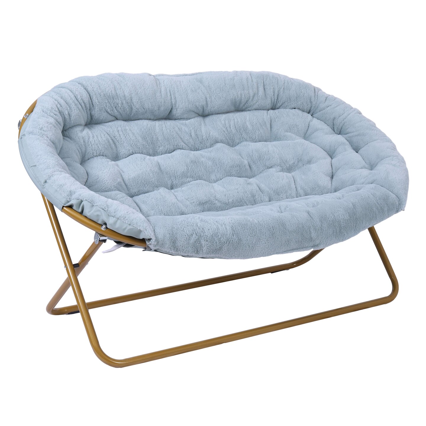 Emma and Oliver Janey Folding Double Saucer Chair with Steel Frame for Dorm, Living Room, or Bedroom