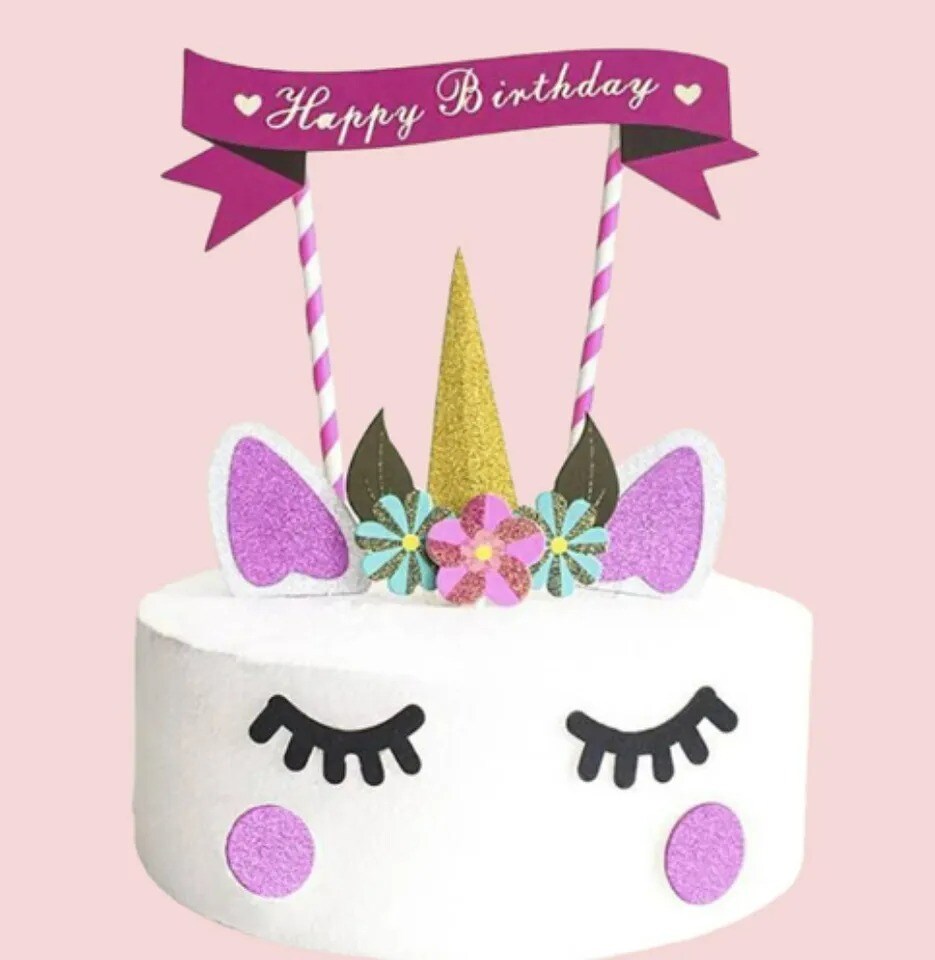 Handmade Unicorn Cake Topper - Cute Cupcake Decoration for Birthday Party