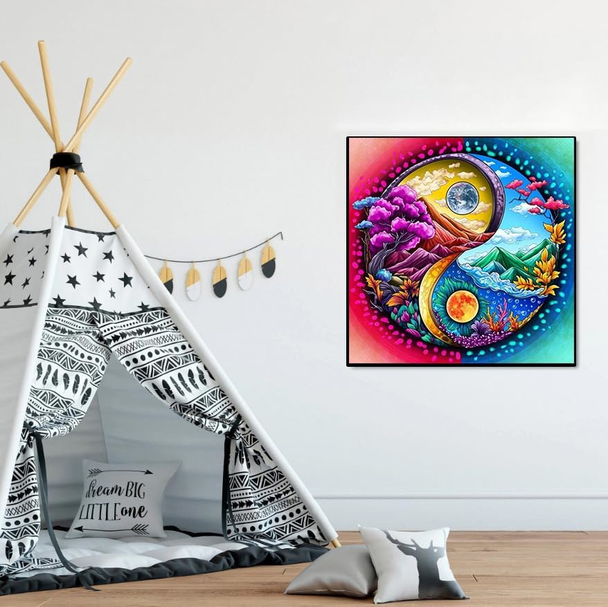 Adult Diamond Painting Kits from AIBOERL, featuring landscapes Diamond Paint Sets DIY Crafts: Complete Drill, 5D Diamond Art Kits Adult Diamond Painting Kit with Diamond Dots for Home Decor [11.8 &#xD7; 11.8 inches]