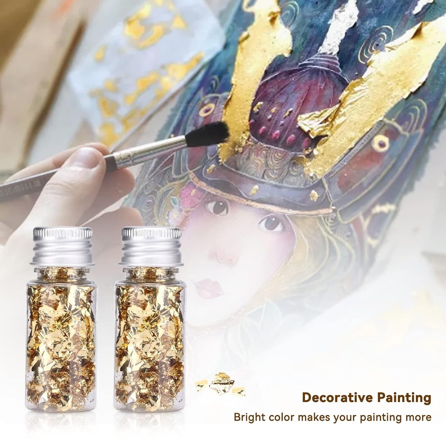 2Pcs Edible Gold Leaf, Gold Leaf Sheets Edible Edible Gold Flakes for Cake Decorating Painting Arts Spa