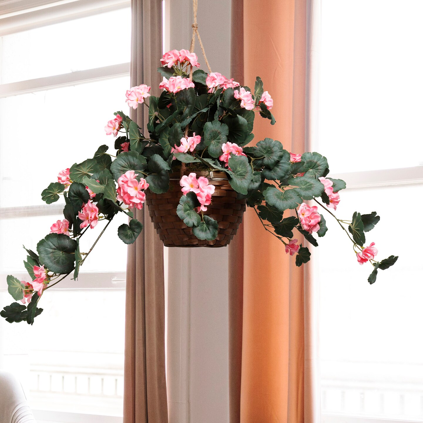 30-Inch Pink Silk Geranium Plant with Lifelike Appearance for Home and Office Décor | Vibrant Artificial Flower Arrangement | Floral Home by Artificial Flowers
