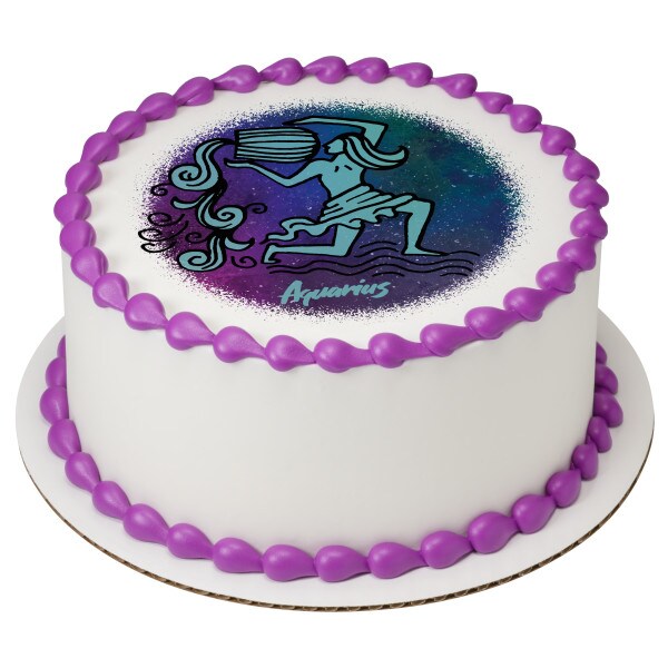 Aquarius Edible Cake Topper Image 7.5&#x22; Round