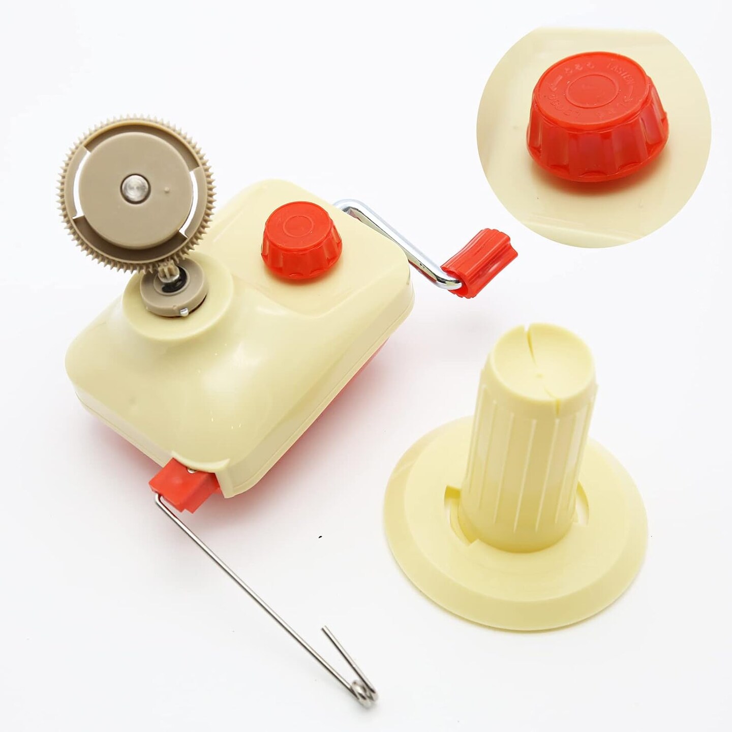 Manual Yarn Ball Winder with Metal Handle and Tabletop Clamp