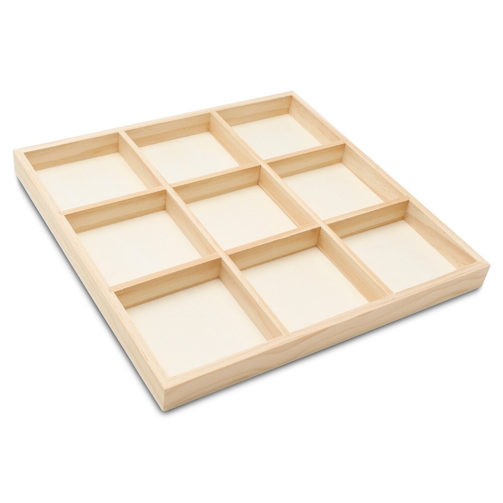 DIY Square Wooden Divided Serving Tray, 12 x 12", 9 Sections for Party | Woodpeckers