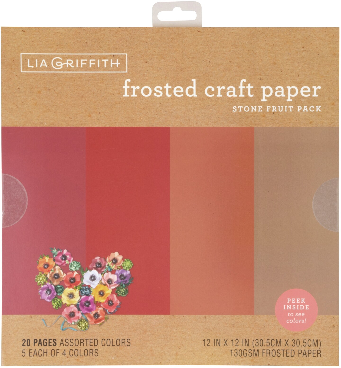 Lia Griffith Frosted Craft Tissue Paper 12"X12" 20/Pkg-Stone Fruit-Reds