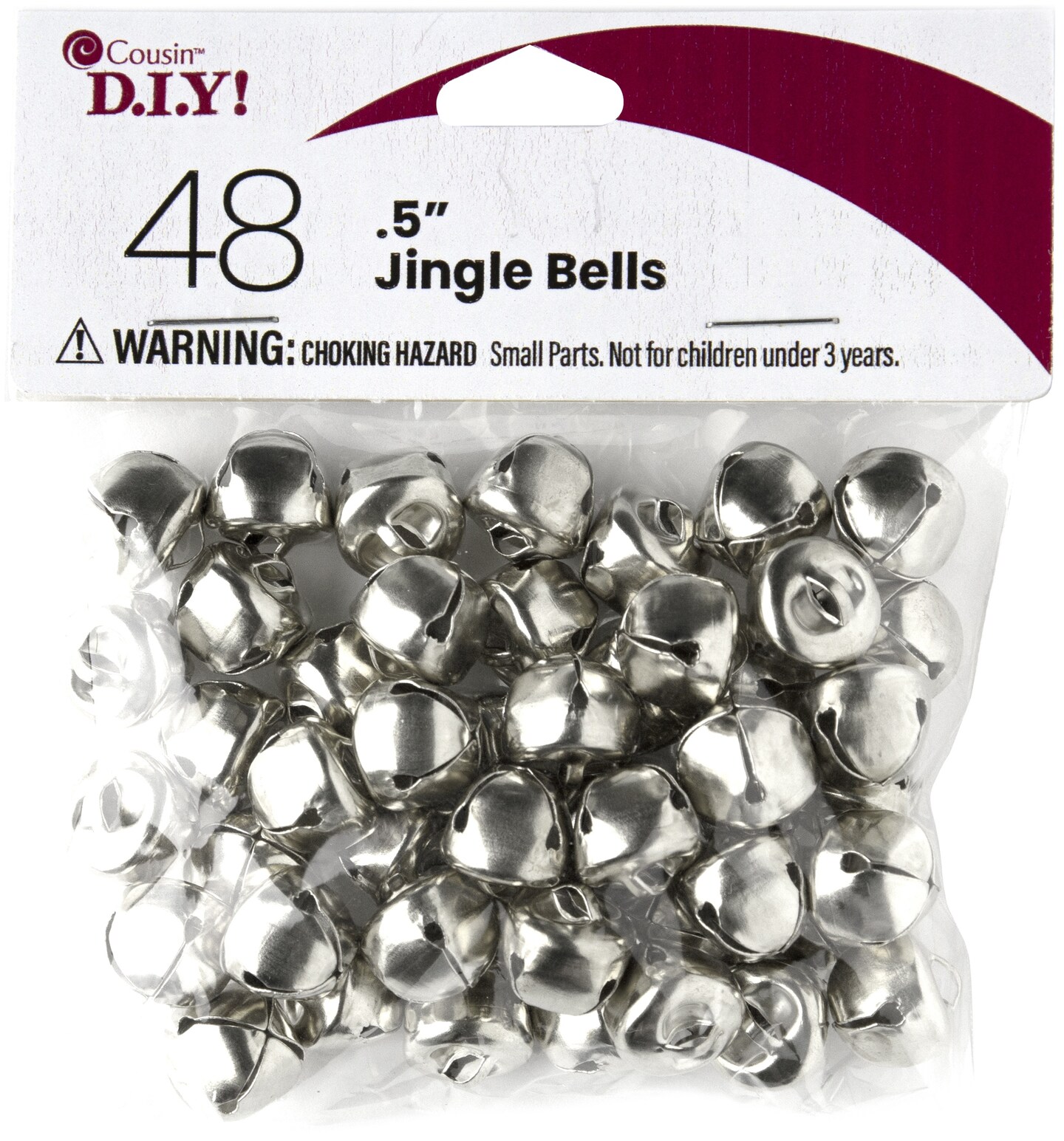 CousinDIY Jingle Bells .5&#x22; 48/Pkg-Silver