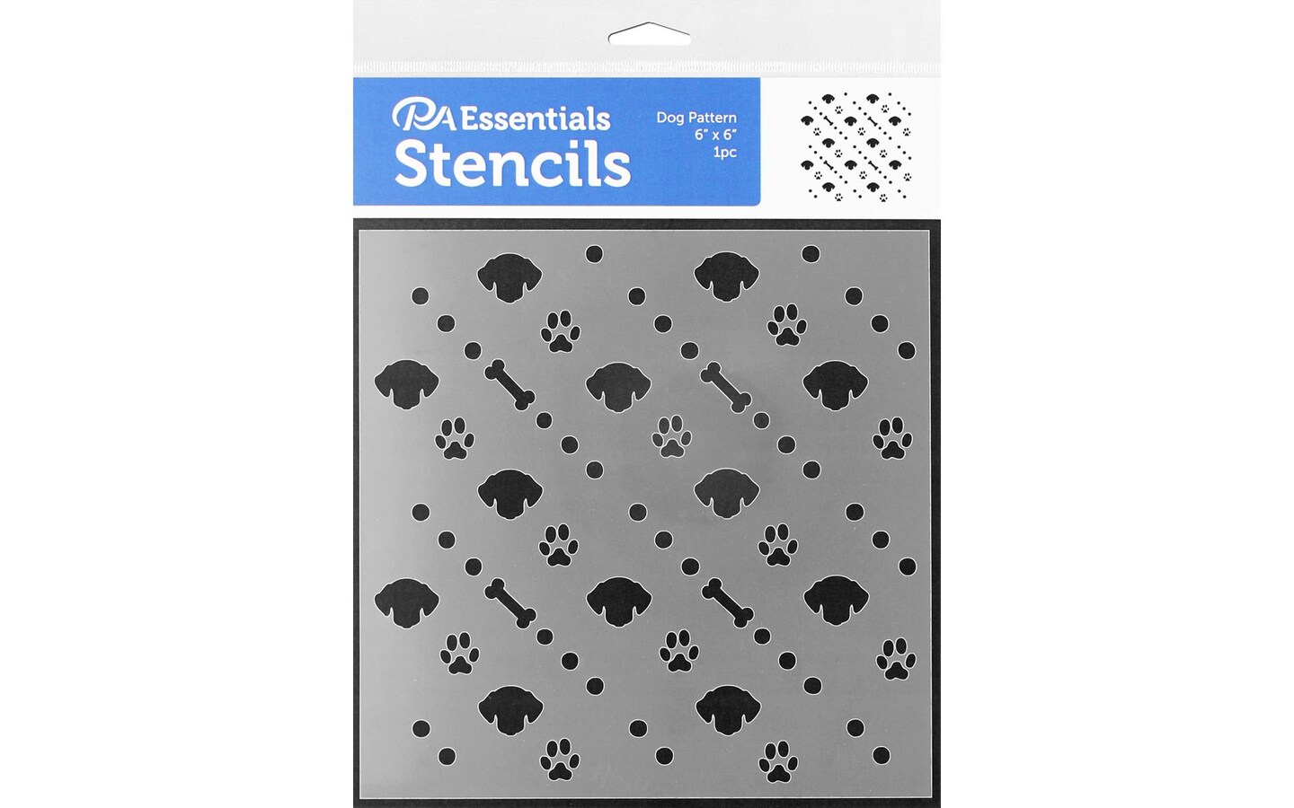 PA Essentials Stencil Dog Pattern for Painting on Wood, Canvas, Paper, Fabric, Wall and Tile, Reusable DIY Art and Craft Stencils for Painting, 6"x6" Inches