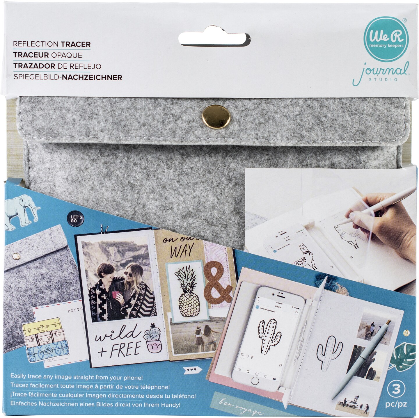 We R Journal Magic Reflector Tracer - Portable Drawing Tool to Trace Images from Your Phone - Wireless Art Projector Creates Reflection to Draw Photos, Storage Case Included