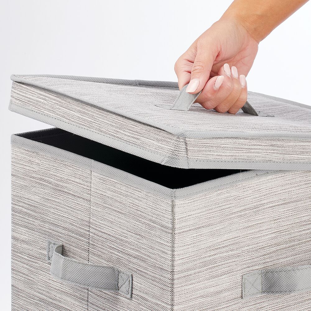 mDesign Tall Gift-Wrapping Paper Storage Box with Handles + Removable Lid