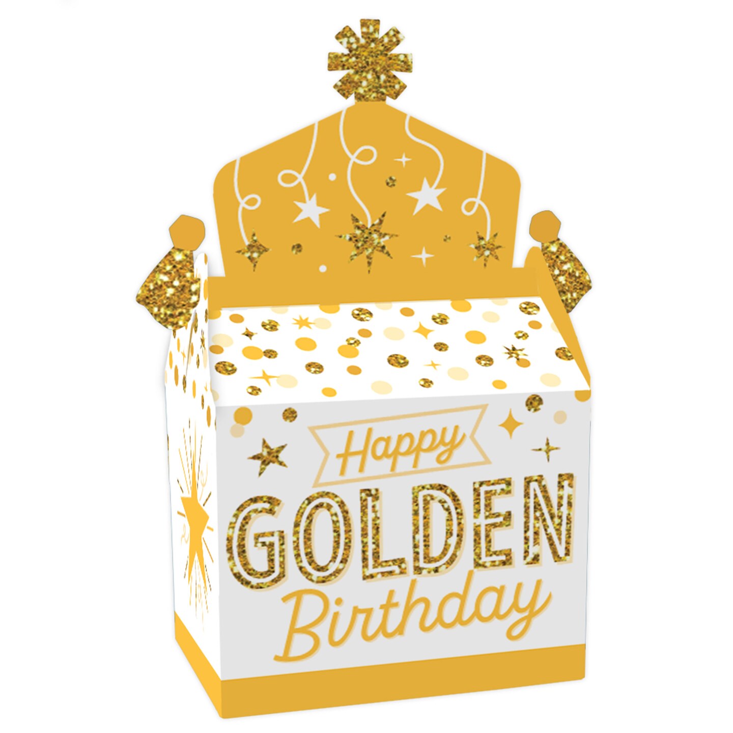 Big Dot of Happiness Golden Birthday Treat Box Party Favors Happy Birthday Party Goodie