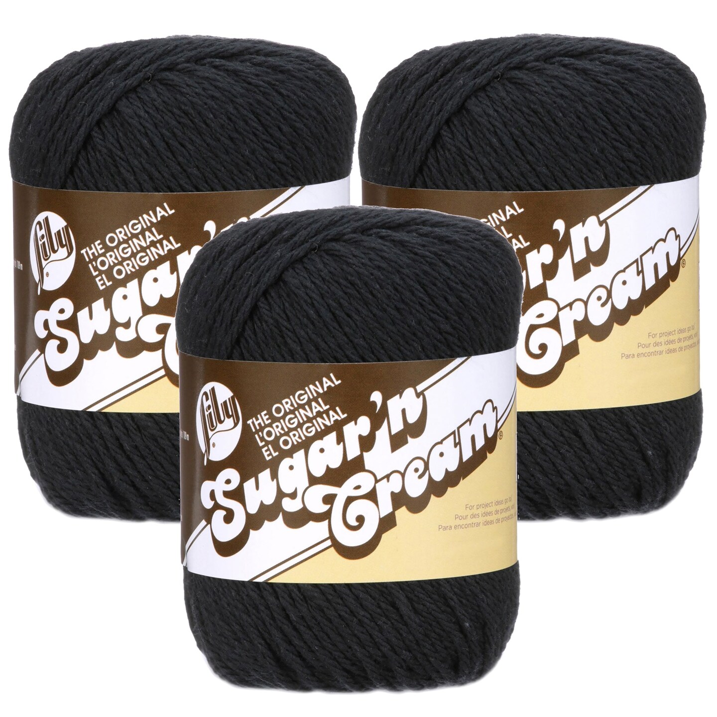 (Pack of 3) Lily Sugar&#x27;n Cream Yarn - Solids-Black