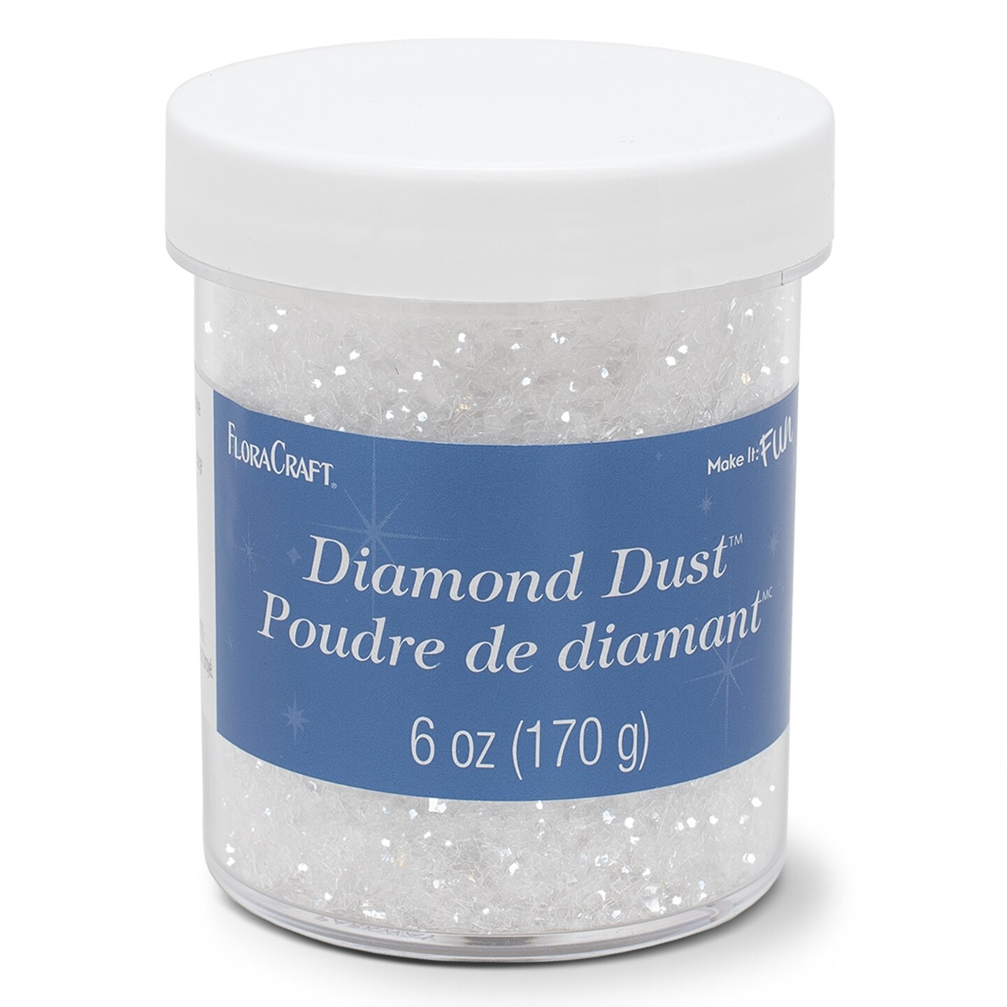 FloraCraft Diamond Dust Glitter 6 Ounce Clear Glass