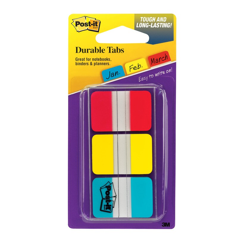 Tabs, 1&#x22; Solid, Red, Yellow, Blue, 22 Tabs/Color, 66/Dispenser