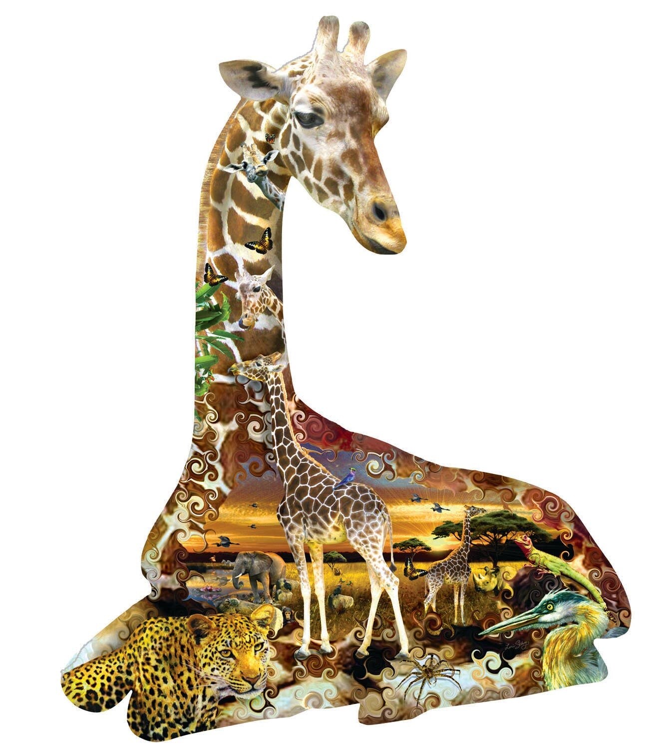 Sunsout African Spots 700 pc Special Shape  Jigsaw Puzzle 95349