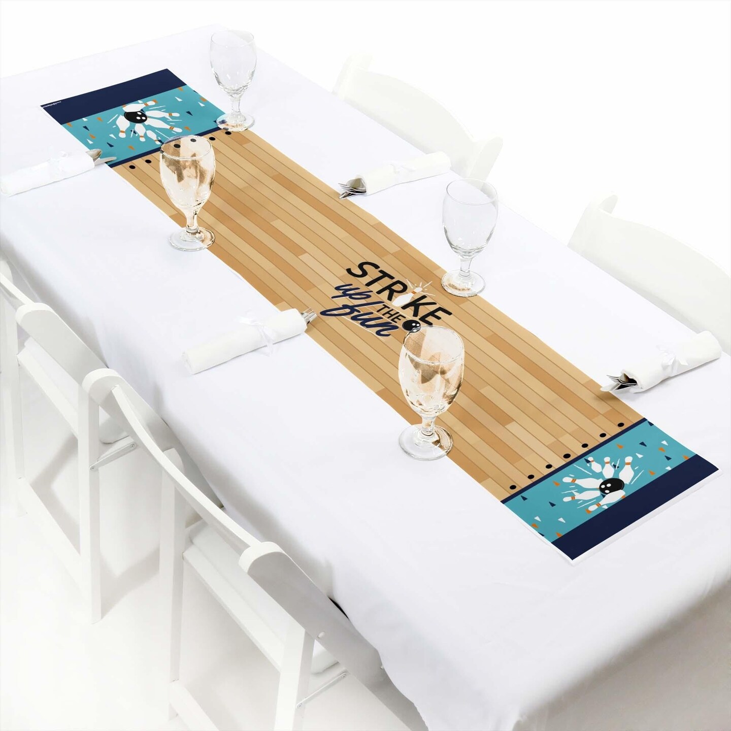 Big Dot of Happiness Strike Up the Fun - Bowling - Petite Birthday Party or Baby Shower Paper Table Runner - 12 x 60 inches