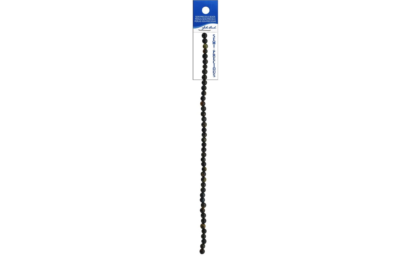 John Bead SP 7&#x22; 4mm Round Tiger Eye Nat Brn/Blk