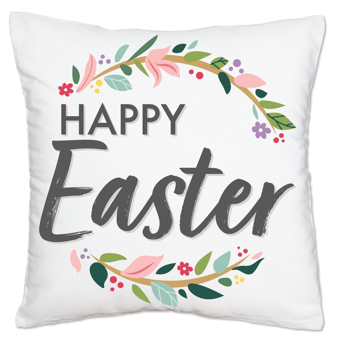 Big Dot of Happiness Happy Easter - Holiday Party Home Decorative Canvas Cushion Case - Throw Pillow Cover - 16 x 16 Inches