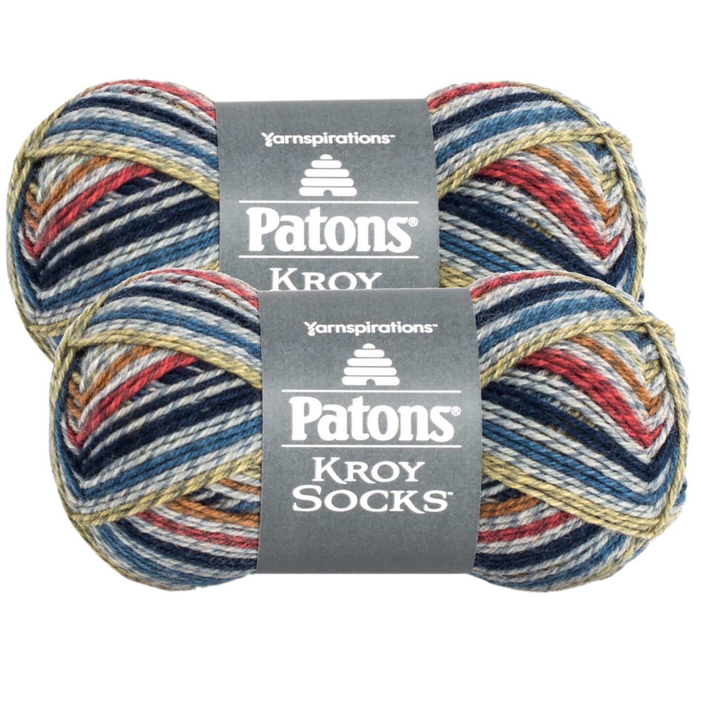 (Pack of 2) Patons Kroy Socks Yarn-Blue Striped Ragg