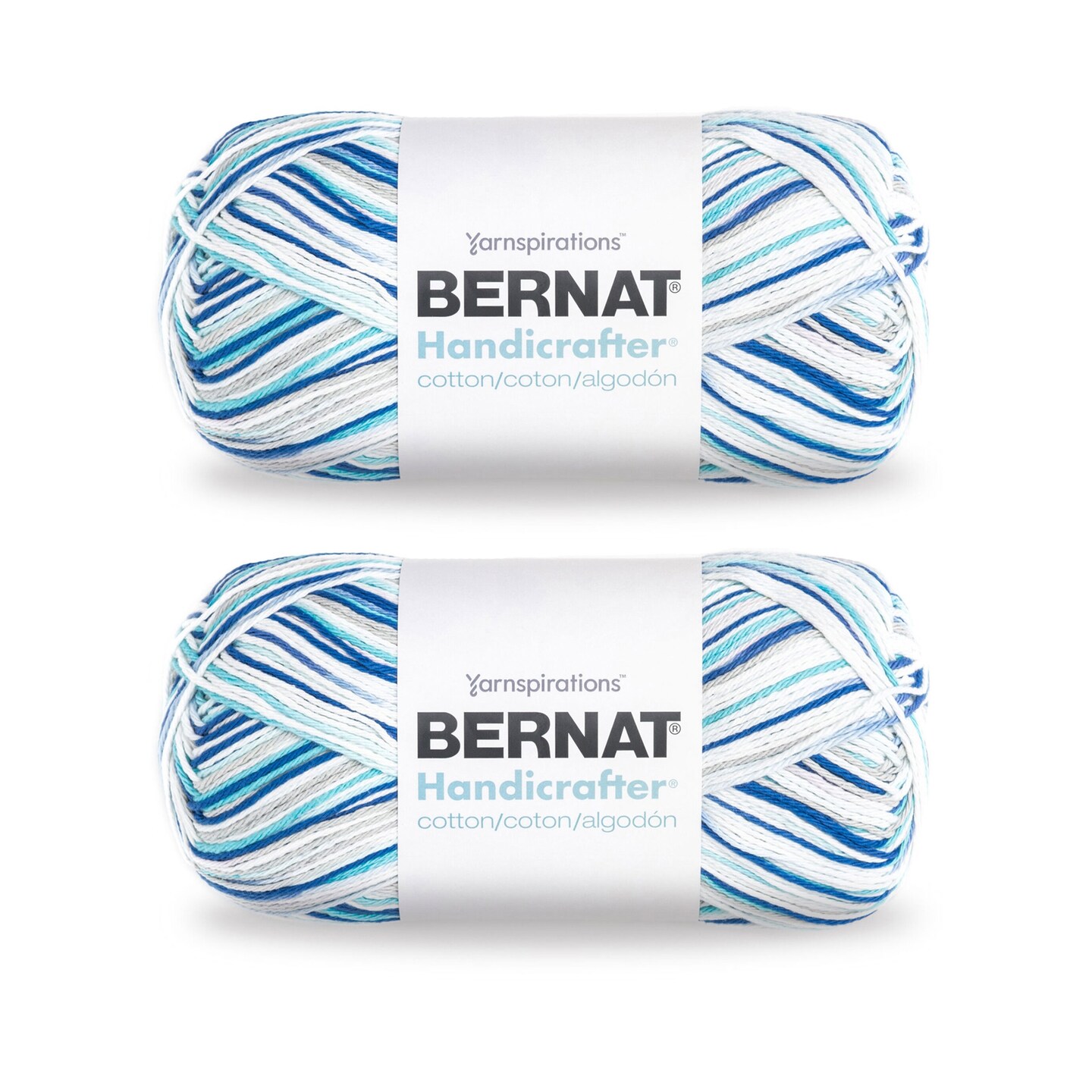 Bernat Handicrafter Cotton Big Ball Anchors Away Yarn - 2 Pack of 340g/12oz - Cotton - 4 Medium (Worsted) - 608 Yards - Knitting/Crochet