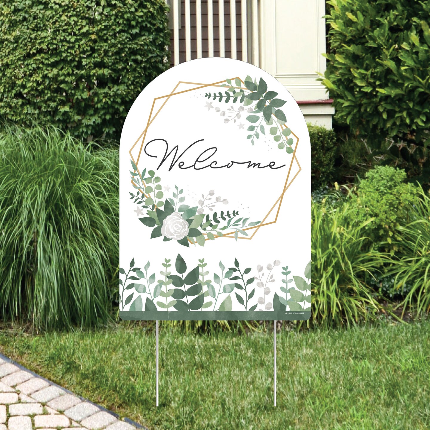 Big Dot of Happiness Boho Botanical - Party Decorations - Greenery Party Welcome Yard Sign