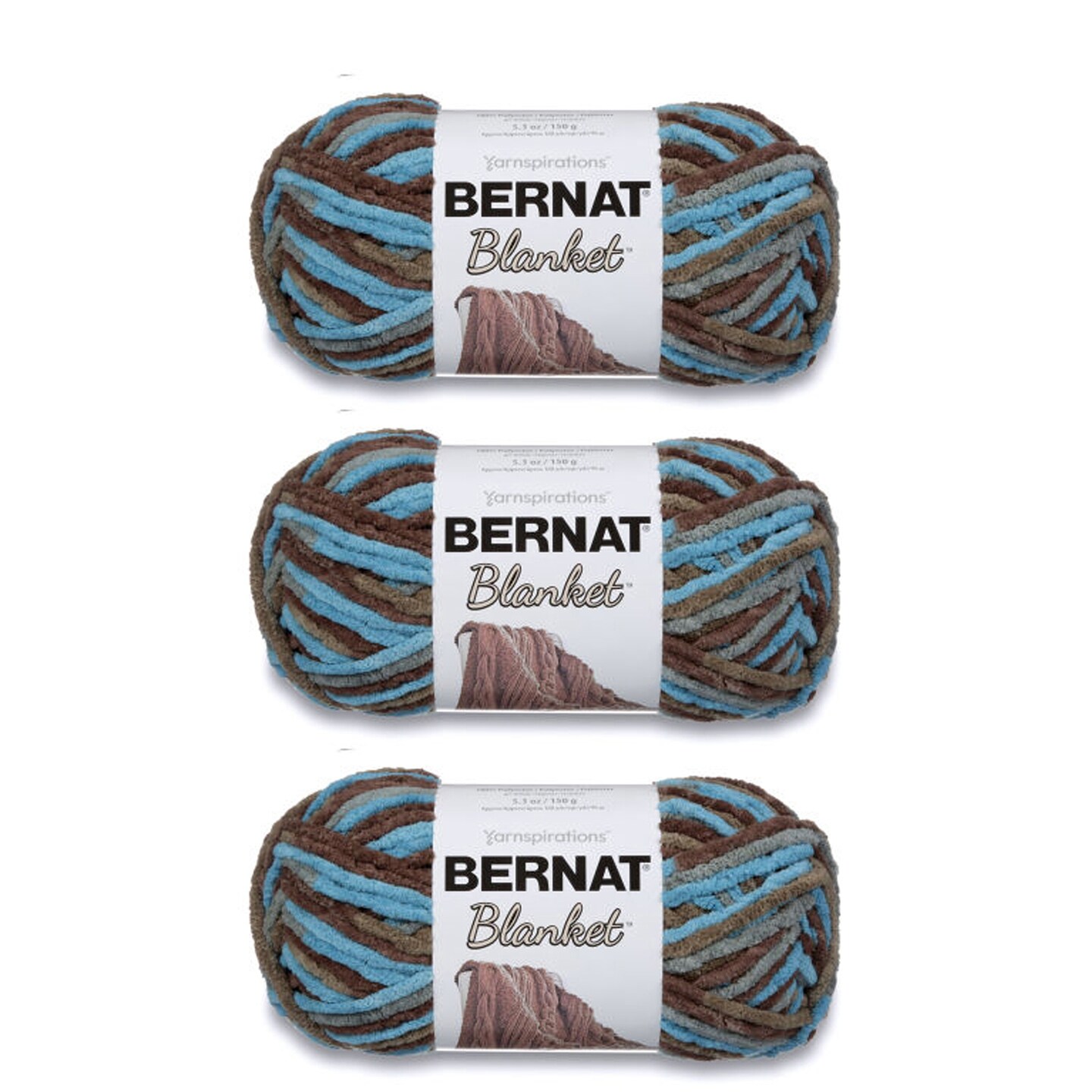 Bernat Blanket Coastal Cottage Yarn - 3 Pack of 150g/5.3oz - Polyester - 6 Super Bulky - 108 Yards - Knitting/Crochet