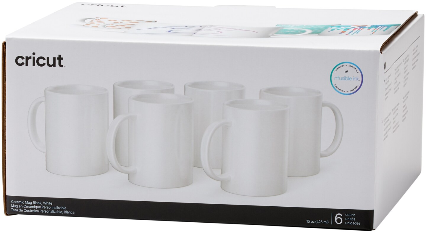 Cricut Mug Press Ceramic Mug Blank 15oz 6pkg White Michaels