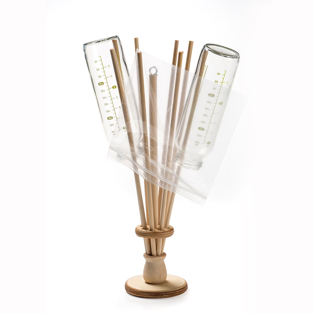 Lehman's Economical and Eco-Friendly Wooden 8-Arm Bag Holder and Bottle Dryer