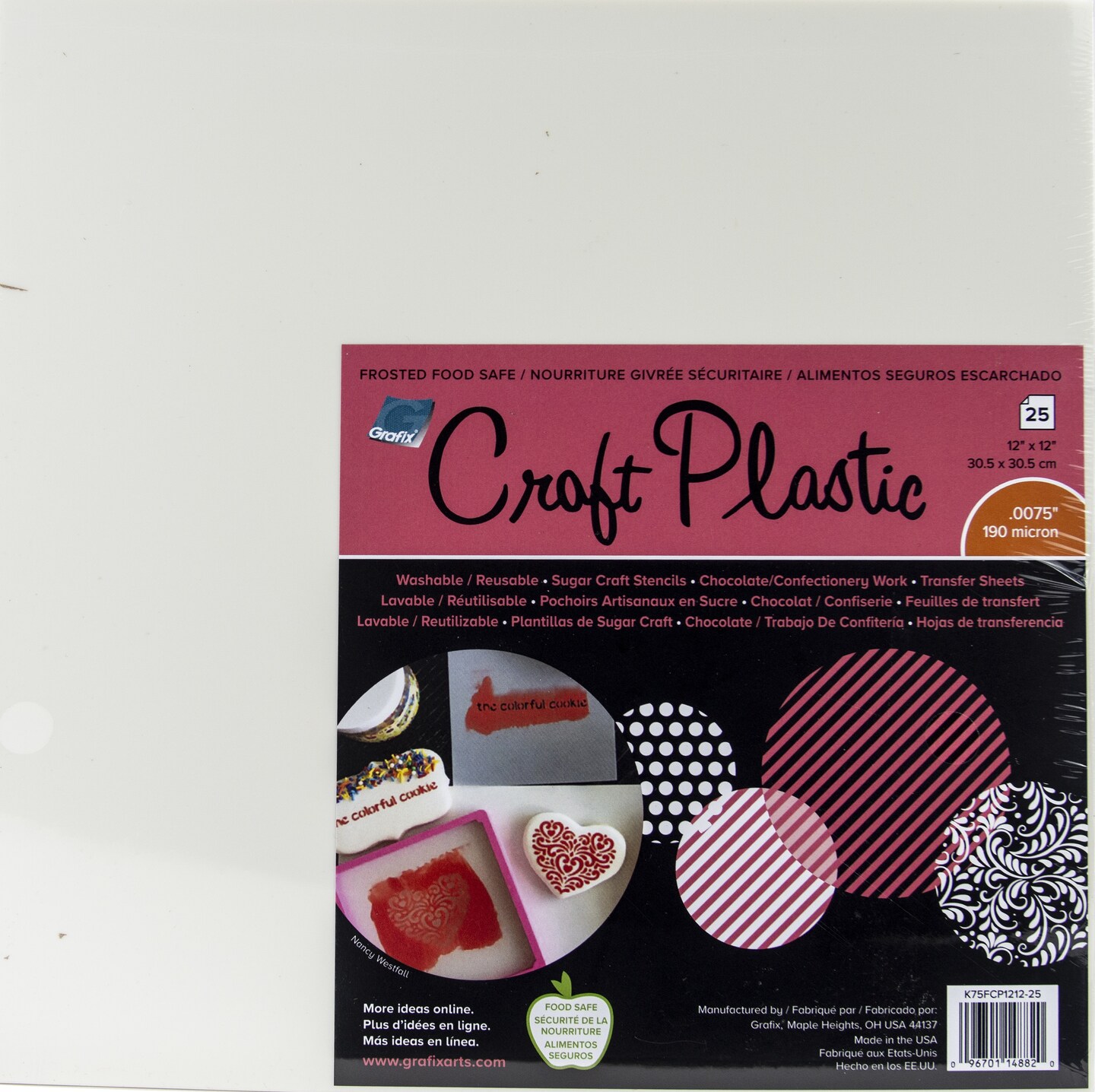 Grafix Foodsafe Craft Plastic Sheets 12&#x22;X12&#x22; 25/Pkg-Frosted .0075