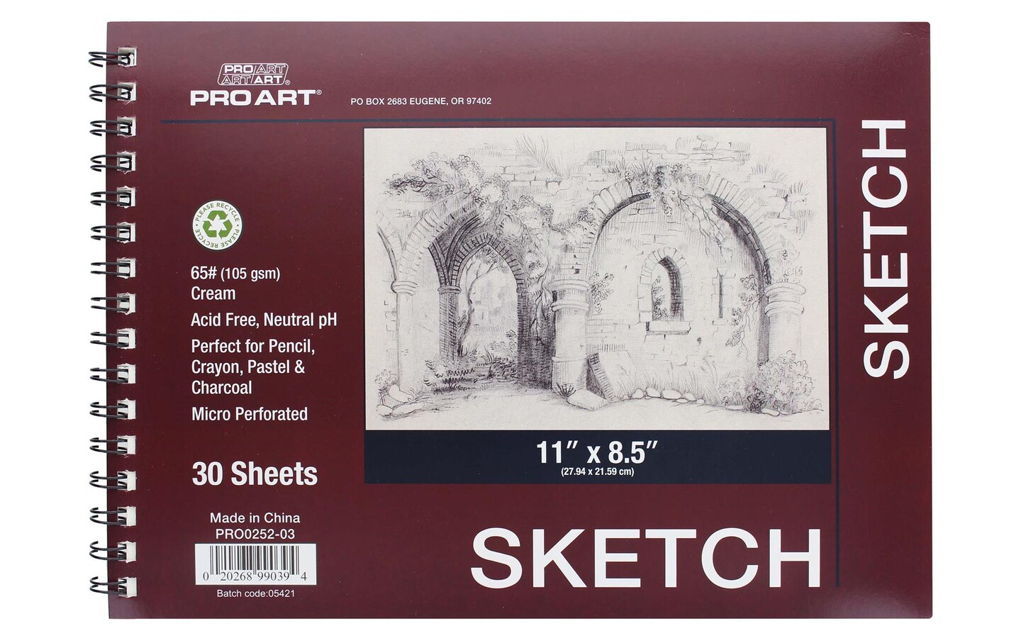 Pro Art Sketch Pad 8.5x11 30 sheets, 65lb, Side Wire, Sketch Book,  Sketchbook, Drawing Pad, Sketch Pad, Drawing Paper, Art Book, Drawing Book,  Art Paper, Sketchbook for Drawing
