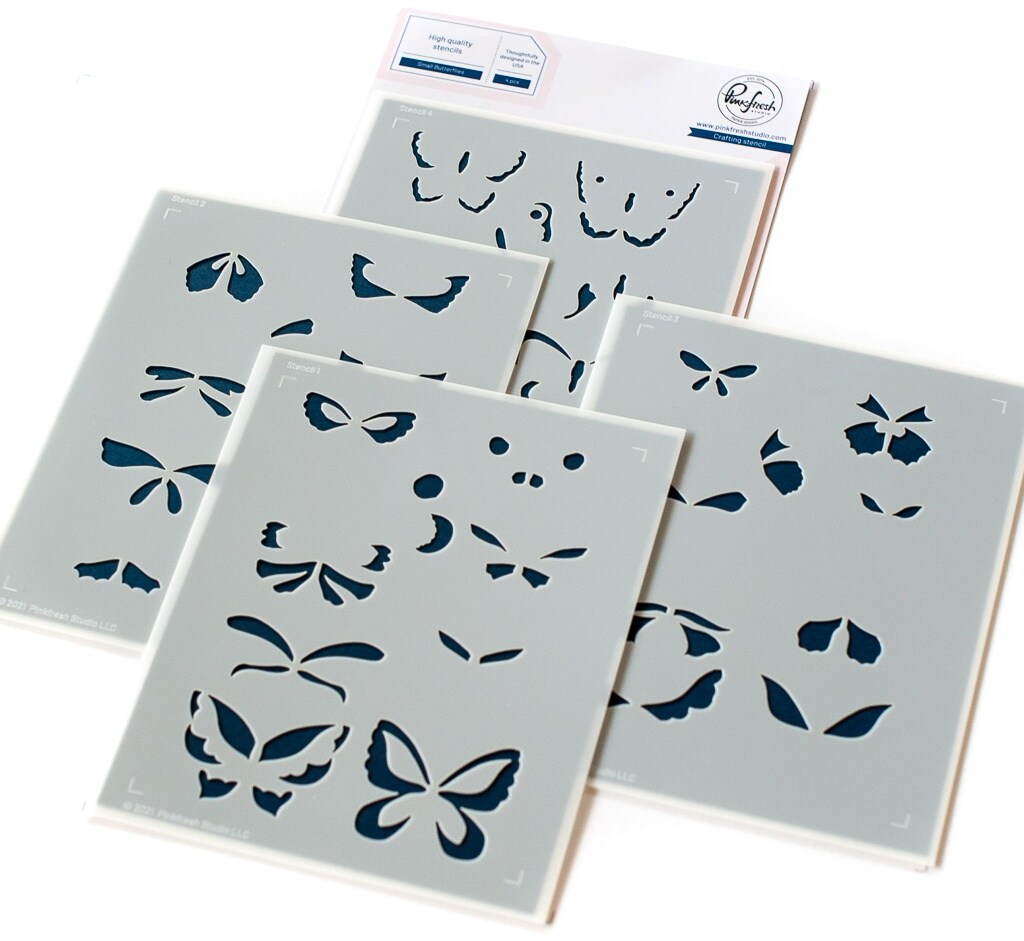 Pinkfresh Studio Stencils 4.25"X5.25" 4/PkgSmall Butterflies Michaels