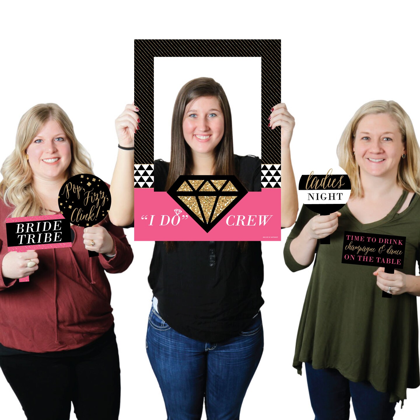 Big Dot of Happiness Girls Night Out - Bachelorette Party Selfie Photo Booth Picture Frame &#x26; Props - Printed on Sturdy Material