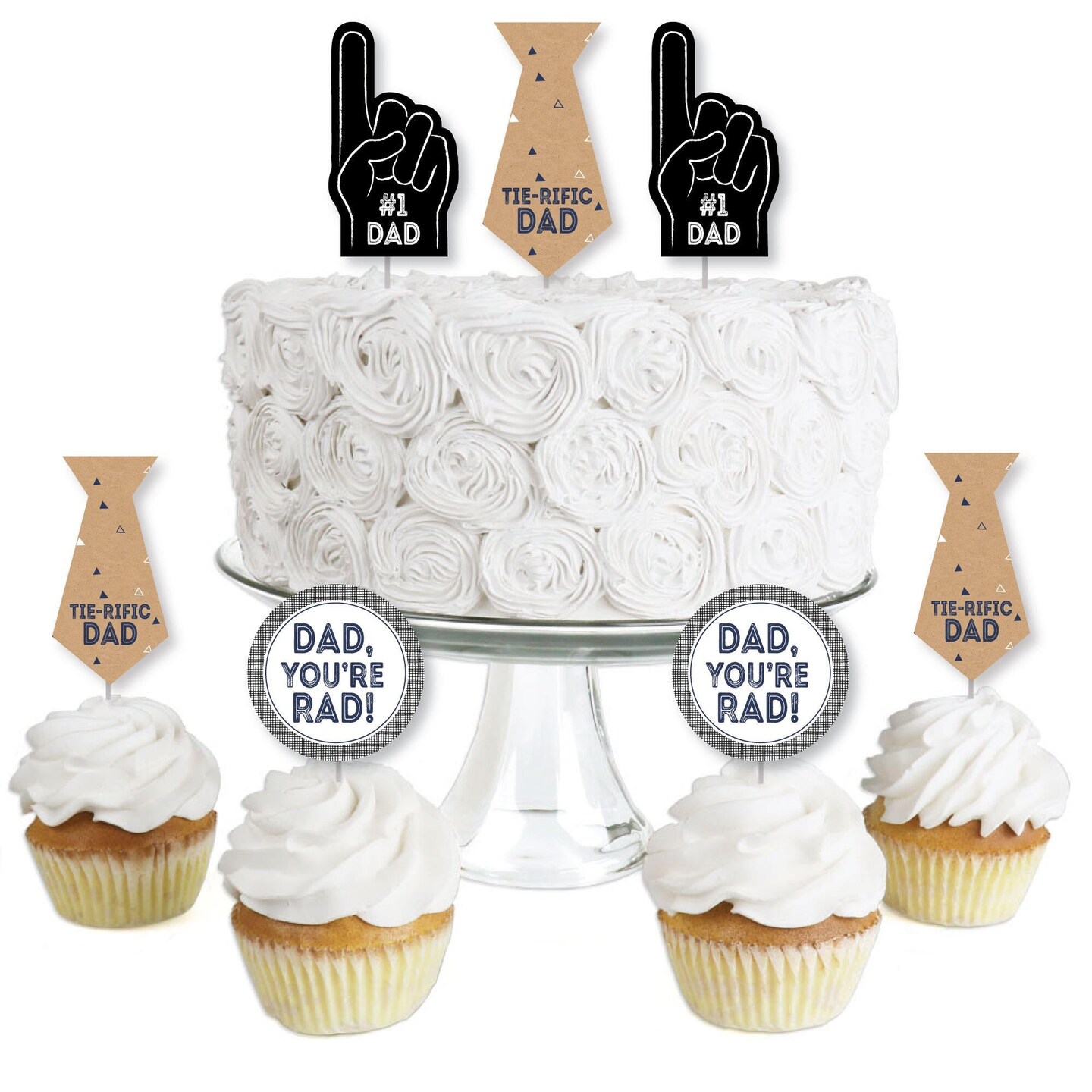 Big Dot of Happiness My Dad is Rad - Dessert Cupcake Toppers - Father&#x27;s Day Clear Treat Picks - Set of 24