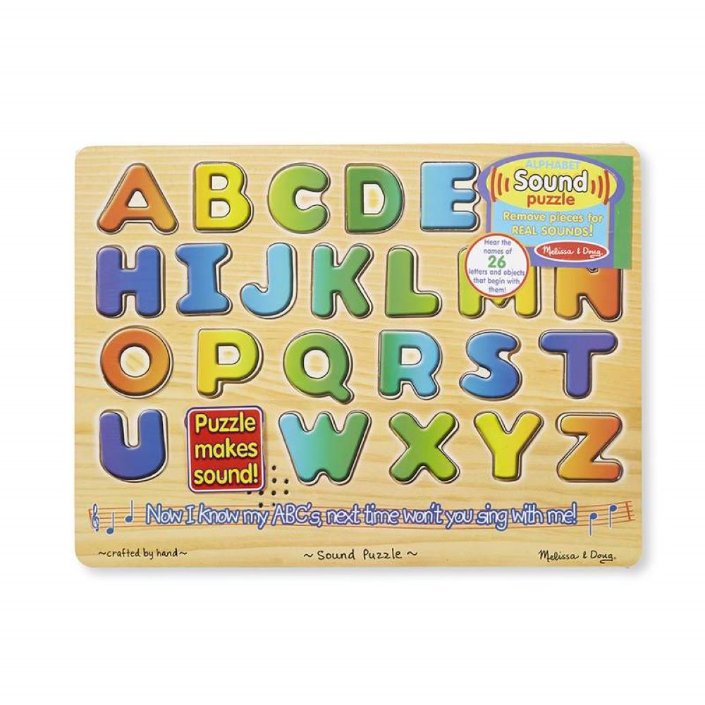 Melissa &#x26; Doug Alphabet Sound Wooden Learning Puzzle Board 26 Letter Pieces