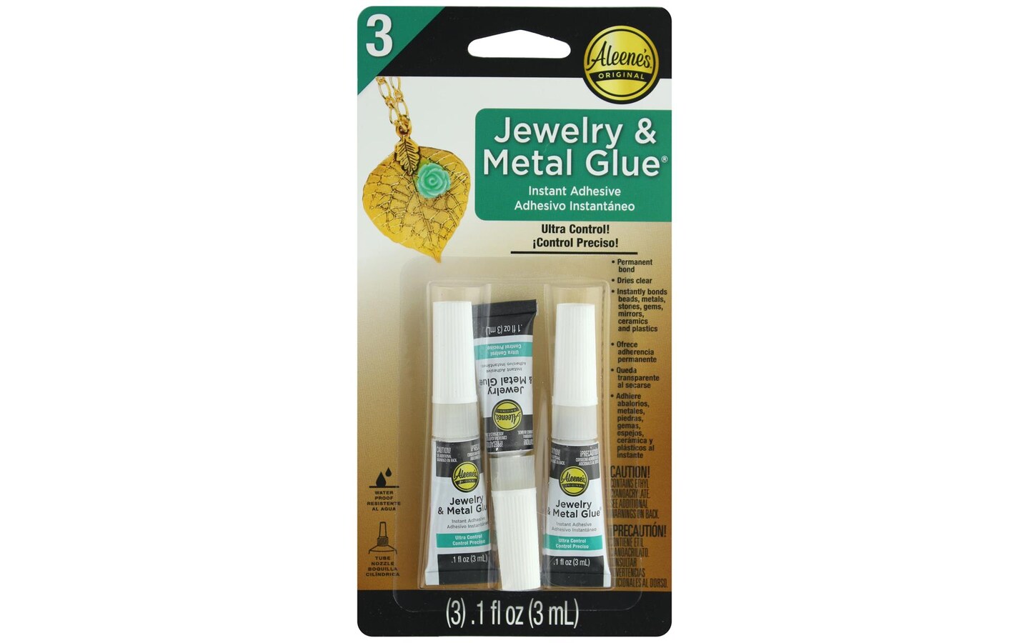 Aleene's Jewelry & Metal Glue 0.1 fl oz 3 Pack, Dries Clear, Permanent Bond  