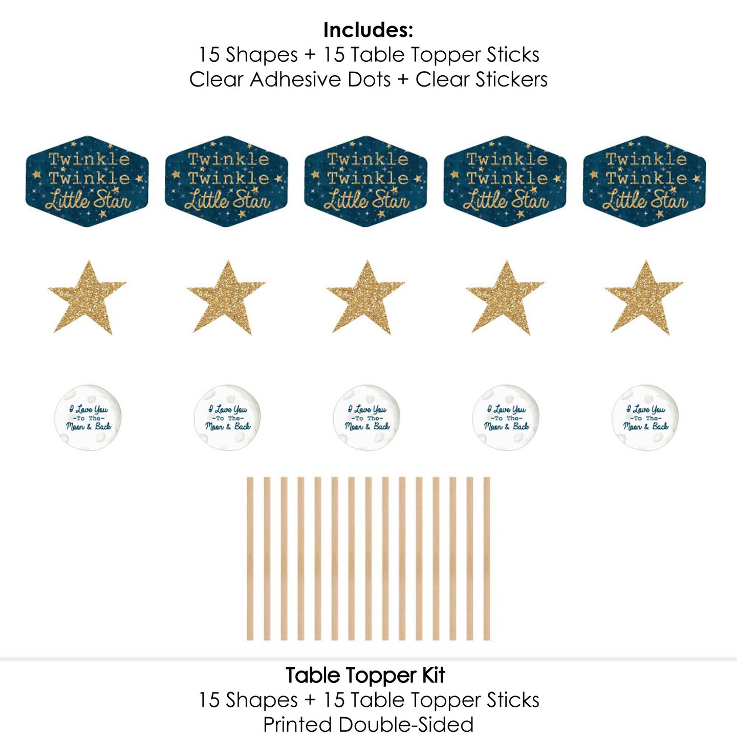 Big Dot of Happiness Twinkle Twinkle Little Star - Baby Shower or Birthday Party Centerpiece Sticks - Table Toppers - Set of 15