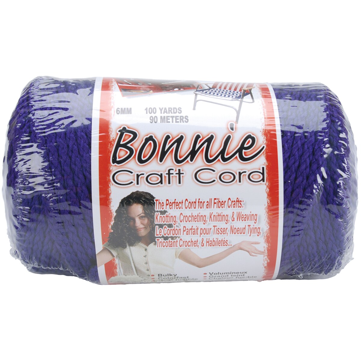 Pepperell Bonnie Macrame Craft Cord 6mmX100yd-Purple