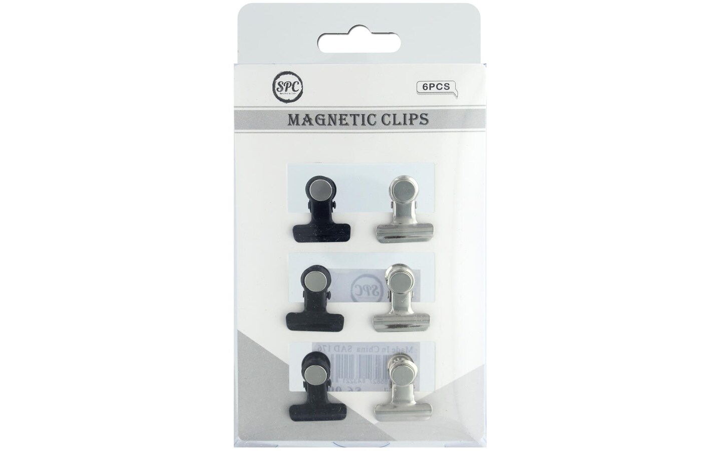 Magnetic Clips 1&#x22; 6pc Silver/Black