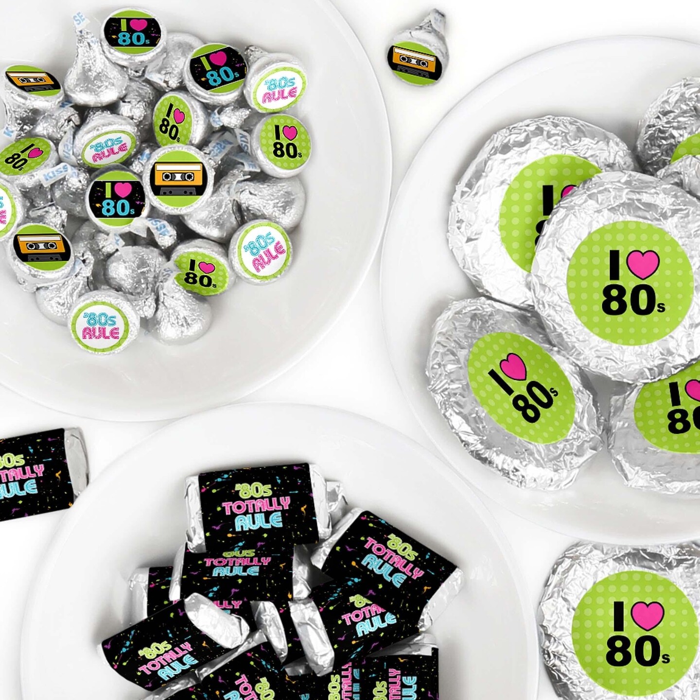 Big Dot of Happiness 80&#x27;s Retro - Totally 1980s Party Candy Favor Sticker Kit - 304 Pieces