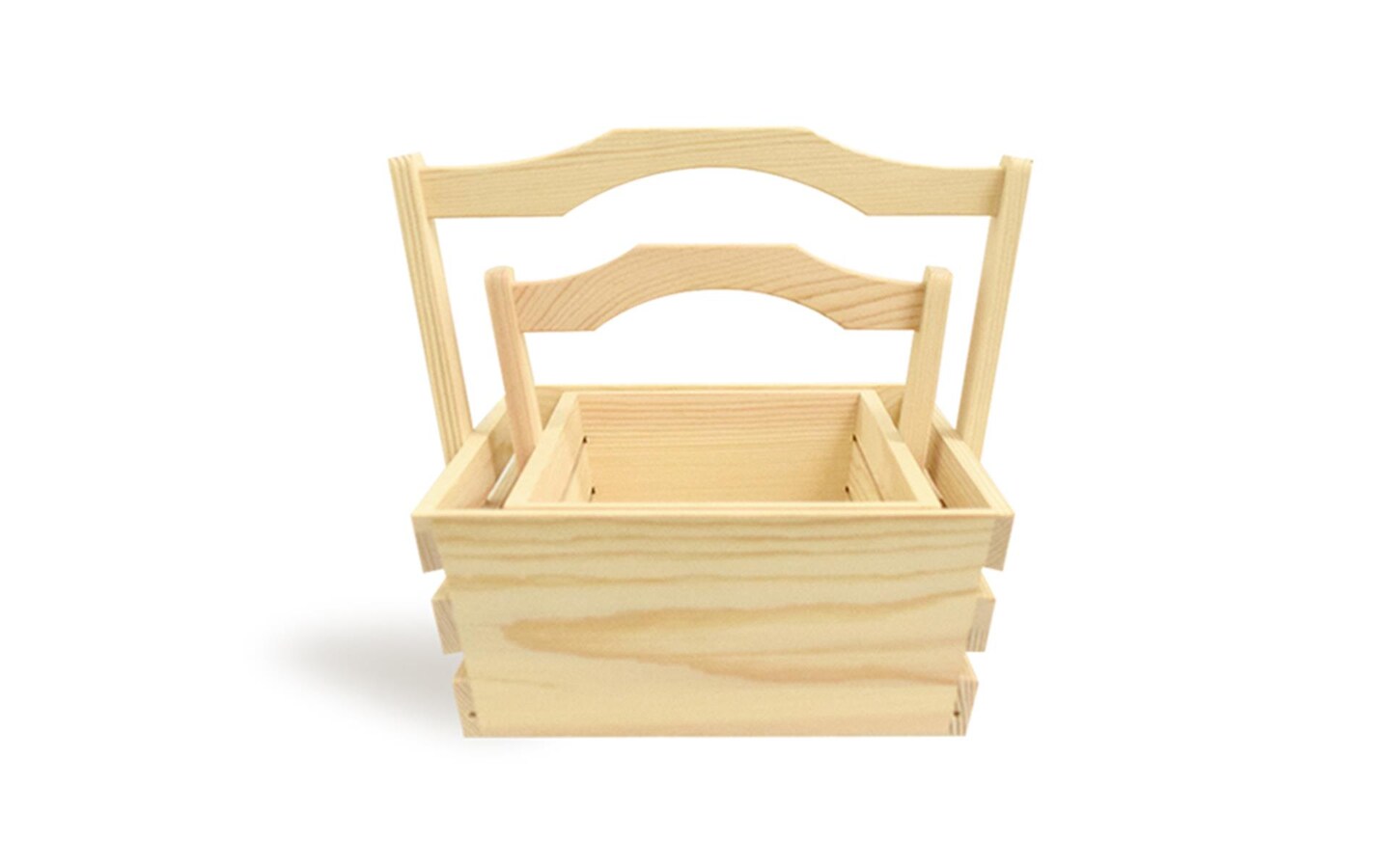 Multicraft Wood Crate Caddy w/Handle 2pc
