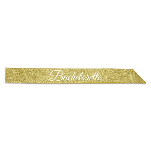 Glittered Bachelorette Bride To Be Sashes, Gold/White