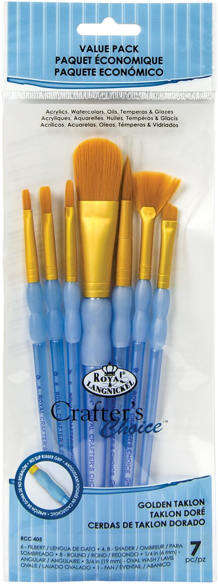 Crafter&#x27;s Choice Gold Taklon Oval Brush Value Pack 7/Pkg